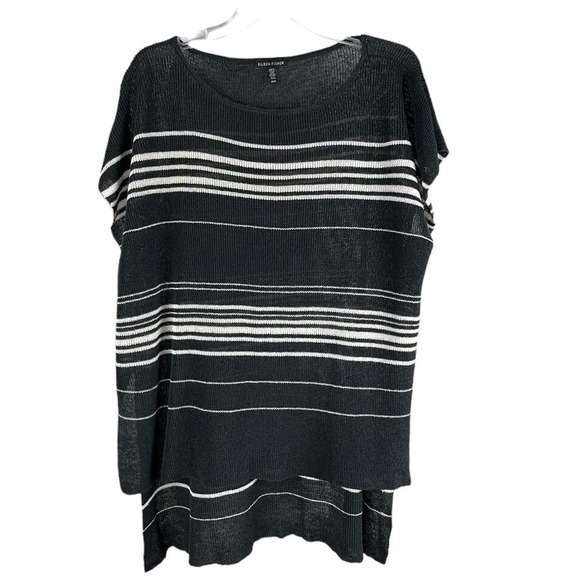 EILEEN FISHER Fine Organic Linen Knit Top Graphite Sz M Org $228 - Picture 3 of 6